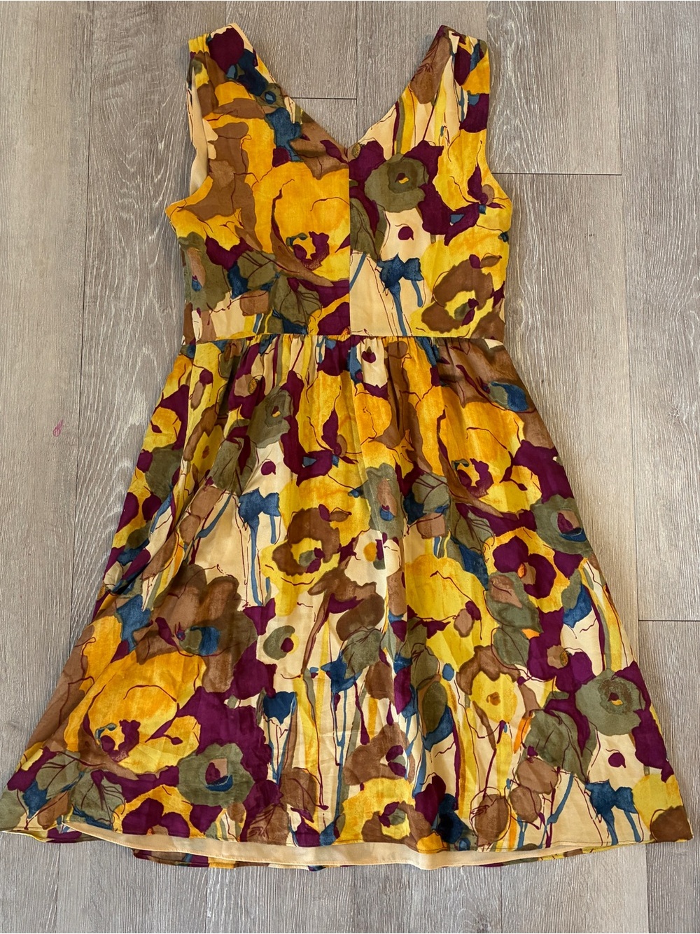 Banana republic silk abstract print dress floral v neck a line Flowy romantic - Picture 2 of 7